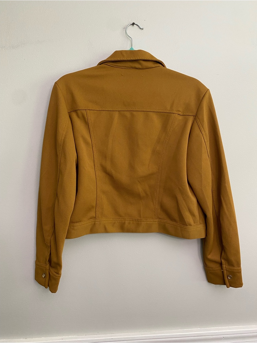 Vintage 70s Lee Pearl Snap Jacket Crop Mustard Yellow Dagger Collar - M - Picture 2 of 5